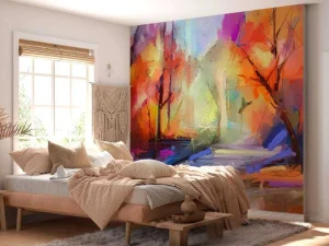 Fashion Olieverfschilderij van een bos fotobehang Kunst & Design