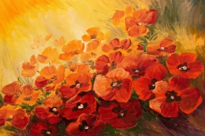 Best Olieverfschilderij van klaprozen fotobehang Kunst & Design | Bloemen