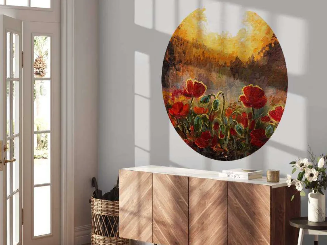 olieverfschilderij_van_kl_6.webp Clearance Olieverfschilderij van klaprozen bij zonsondergang fotobehang Kunst & Design | Bloemen