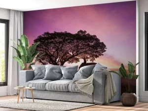 Best Olifant bij een unieke zonsondergang fotobehang Bloemen