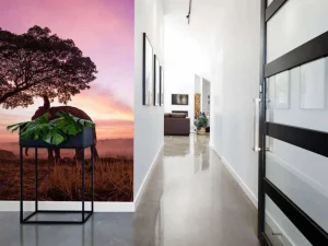 Best Olifant bij een unieke zonsondergang fotobehang Bloemen