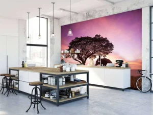 Best Olifant bij een unieke zonsondergang fotobehang Bloemen
