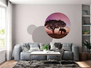 Best Olifant bij een unieke zonsondergang fotobehang Bloemen