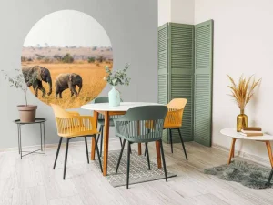 Fashion Olifant en Baby Olifant in Afrika fotobehang Dieren