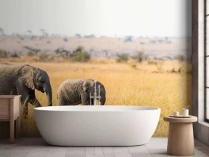 Fashion Olifant en Baby Olifant in Afrika fotobehang Dieren