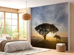 Outlet Olifant in Thailand fotobehang Bloemen