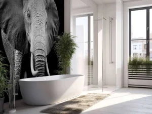 New Olifant met een zwarte achtergrond fotobehang Gang