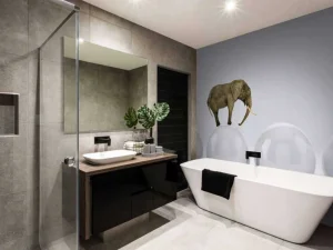 Best Olifant op een witte bal fotobehang Dieren | 3d