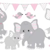New Olifanten en vogeltjes met slingers fotobehang Babykamer