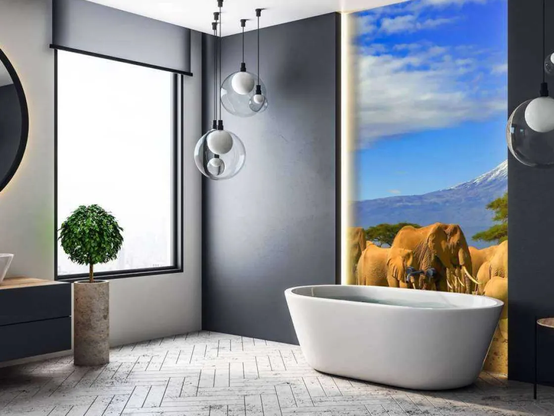 olifanten_met_de_kilimanj_7.webp Best Olifanten met de Kilimanjaro berg op de achtergrond fotobehang Dieren