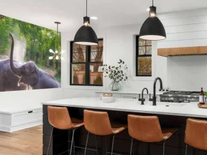 New olifanten spelen in het water fotobehang Dieren