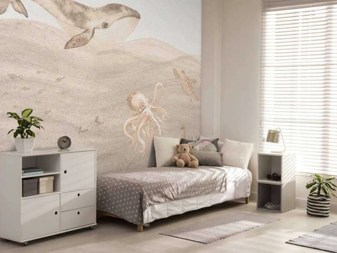 onderwater_wereld_in_taup_6.webp Sale Onderwater wereld in taupe Kinderkamer | Dieren