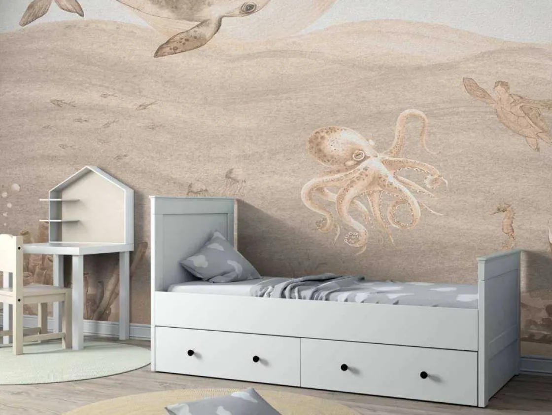onderwater_wereld_in_taup_7.webp Sale Onderwater wereld in taupe Kinderkamer | Dieren