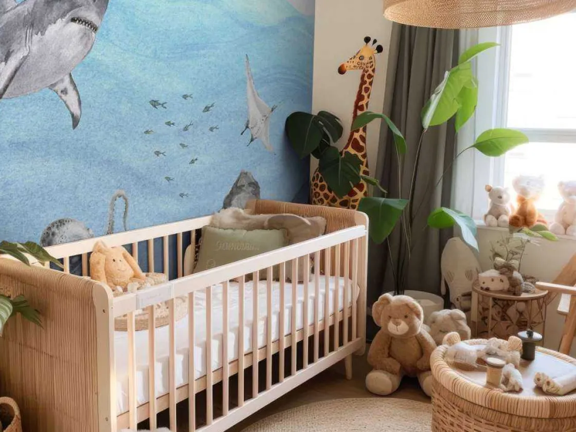 onderwaterwereld_met_haai_3.webp Hot Onderwaterwereld met haaien Kinderkamer | Dieren