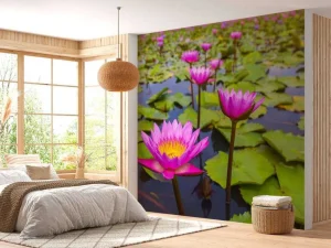 Fashion Opvallende roze lotusbloem fotobehang Bloemen