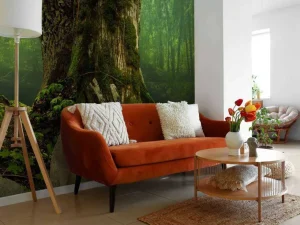 Sale Oude Boom met Rotsen fotobehang Bloemen