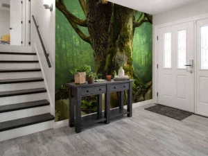 Sale Oude Boom met Rotsen fotobehang Bloemen