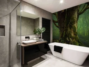 Sale Oude Boom met Rotsen fotobehang Bloemen