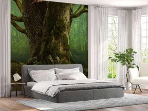 Sale Oude Boom met Rotsen fotobehang Bloemen