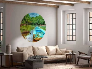 Fashion Oude boot in een tropische rivier fotobehang Transport