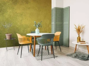 New Oude geel-groene muur fotobehang Gang | Oppervlakten