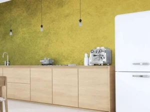 New Oude geel-groene muur fotobehang Gang | Oppervlakten