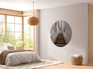 Outlet Oude trap in een verlaten huis fotobehang Architectuur | 3d