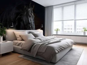 Hot Paard met een donkere achtergrond fotobehang Tienerkamer | Kinderkamer