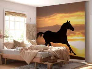 Outlet Paard tijdens Zonsondergang fotobehang Tienerkamer | Kinderkamer