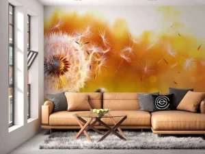Best Paardebloemen onder rood licht fotobehang Bloemen