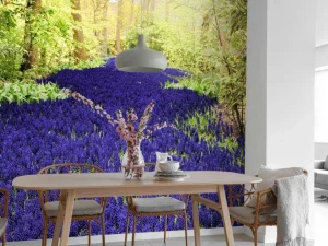 Sale Paarse muscari in de Keukenhof tuinen fotobehang Steden | Architectuur