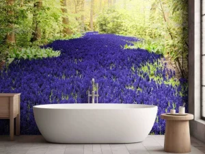 Sale Paarse muscari in de Keukenhof tuinen fotobehang Steden | Architectuur