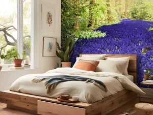 Sale Paarse muscari in de Keukenhof tuinen fotobehang Steden | Architectuur