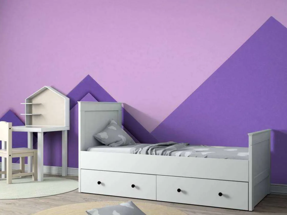 paarse_papierbergen_fotob_1.webp Online Paarse papierbergen fotobehang Kinderkamer | Babykamer