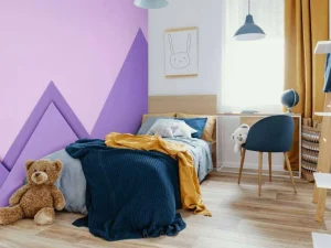Online Paarse papierbergen fotobehang Kinderkamer | Babykamer