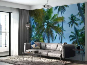 Discount Palmbomen op een Caribisch eiland fotobehang Bloemen