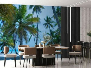 Discount Palmbomen op een Caribisch eiland fotobehang Bloemen