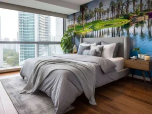 Discount Palmbomen op een golfbaan fotobehang Sport