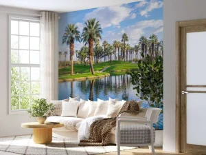 Discount Palmbomen op een golfbaan fotobehang Sport