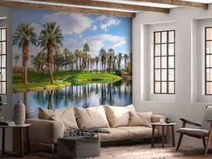Discount Palmbomen op een golfbaan fotobehang Sport