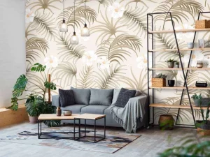 Sale Palmboombladeren en bloemen Bloemen