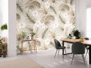 Sale Palmboombladeren en bloemen Bloemen