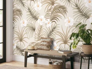Sale Palmboombladeren en bloemen Bloemen