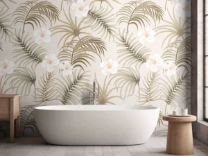 Sale Palmboombladeren en bloemen Bloemen