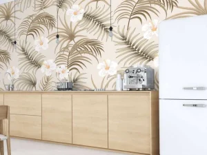 Sale Palmboombladeren en bloemen Bloemen