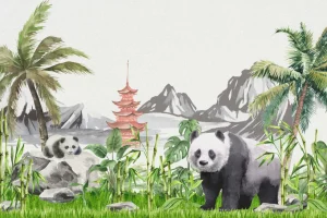 Sale Panda's in bamboo jungle Kinderkamer