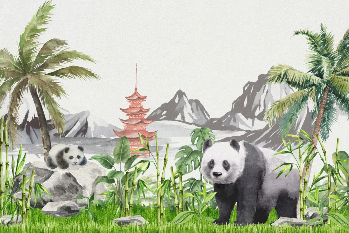 pandas_in_bamboo_jungle_0.webp Sale Panda's in bamboo jungle Kinderkamer