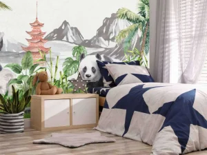 Sale Panda's in bamboo jungle Kinderkamer