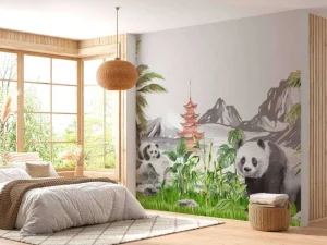 Sale Panda's in bamboo jungle Kinderkamer