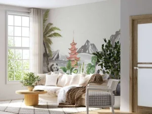 Sale Panda's in bamboo jungle Kinderkamer